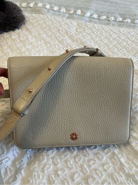 Dagne Dover Andra cream Leather Crossbody Shoulder Bag with Gold Accent